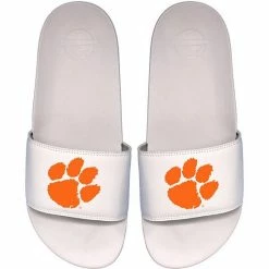 Flash Sale ❤️ Unbranded Men's ISlide White Clemson Tigers Primary Motto Slide 🩴 Sandals 🎉