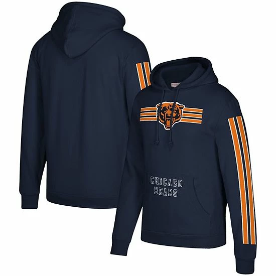 New ๐ฅ Unbranded Men's Mitchell & Ness Navy Chicago Bears Three Stripe Pullover Hoodie ๐ - Image 2