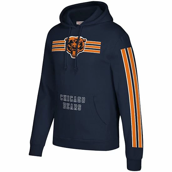 New ๐ฅ Unbranded Men's Mitchell & Ness Navy Chicago Bears Three Stripe Pullover Hoodie ๐ - Image 3