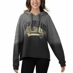 Promo 😍 Unbranded 👩 Women's Touch Heathered Gray/Black New Orleans Saints Superstar Dip-Dye Pullover Hoodie 😉