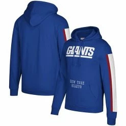 Cheap ✨ Unbranded Men's Mitchell & Ness Royal New York Giants Three Stripe Pullover Hoodie 🧨