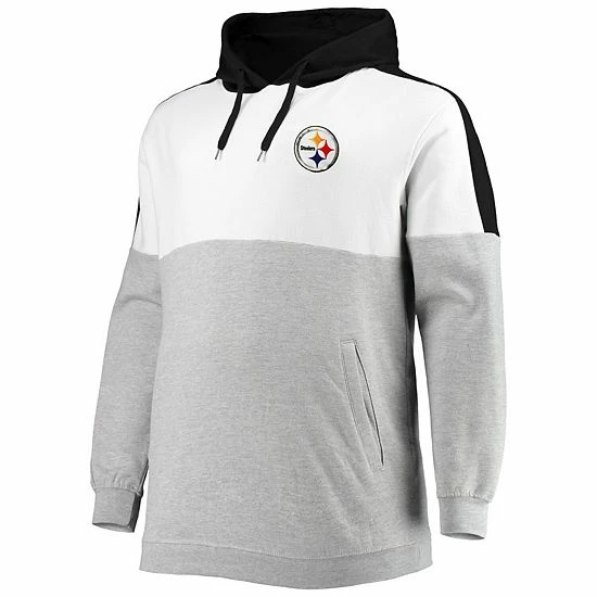 Coupon ๐ Unbranded Men's Black/Heathered Gray Pittsburgh Steelers Big & Tall Team Logo Pullover Hoodie ๐ - Image 3