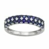 Wholesale 😀 Unbranded Sterling Silver Lab-Created Blue & White Sapphire 2-Row Ring 🔔