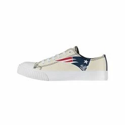 Flash Sale 🤩 Unbranded 👩 Women's FOCO Cream New England Patriots Low Top Canvas 👟 Shoes 🛒