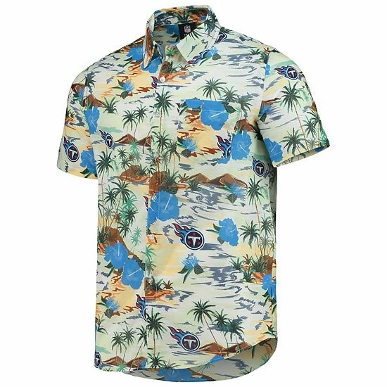 Deals ❤️ Unbranded Men's FOCO Cream Tennessee Titans Paradise Floral Button-Up 👚 Shirt 🥰 - Image 3