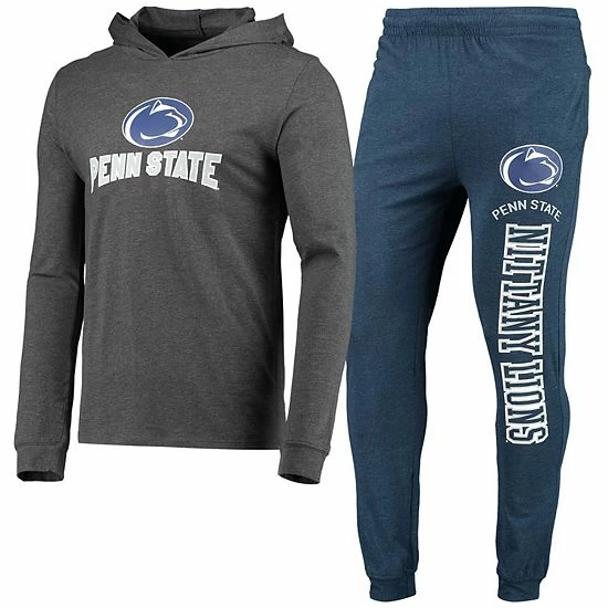 Budget ✔️ Unbranded Men's Concepts Sport Heathered Navy/Heathered Charcoal Penn State Nittany Lions Meter Long Sleeve Hoodie T-Shirt & Jogger Pants Set ⭐