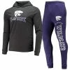 Deals 🤩 Unbranded Men's Concepts Sport Purple/Charcoal Kansas State Wildcats Meter Long Sleeve Hoodie T-Shirt & Jogger Pants Set 🥰