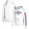 Wholesale ✔️ Unbranded Men's Mitchell & Ness White Houston Oilers Three Stripe Pullover Hoodie 🧨