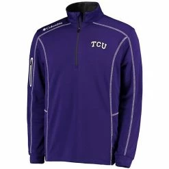 Hot Sale 🎁 Unbranded Men's Columbia Golf Purple TCU Horned Frogs Shotgun Omni-Wick Quarter-Zip Pullover Jacket 🔥