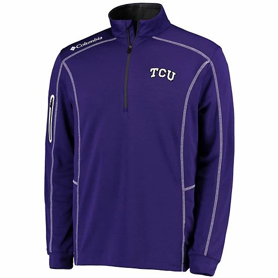 Hot Sale 🎁 Unbranded Men's Columbia Golf Purple TCU Horned Frogs Shotgun Omni-Wick Quarter-Zip Pullover Jacket 🔥