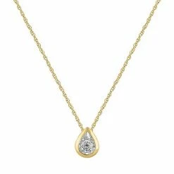 Cheap ✔️ Unbranded 10k Gold 1/10 Carat T.W. Diamond Teardrop Pendant Necklace 😍