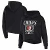 Outlet 🎁 Unbranded 👩 Women's WEAR By Erin Andrews Black Kansas City Chiefs Cropped Sponge Fleece Pullover Hoodie 👍