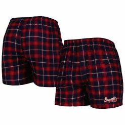Best Sale 🌟 Unbranded Men's Concepts Sport Navy/Red Atlanta Braves Ledger Flannel Boxers ⌛