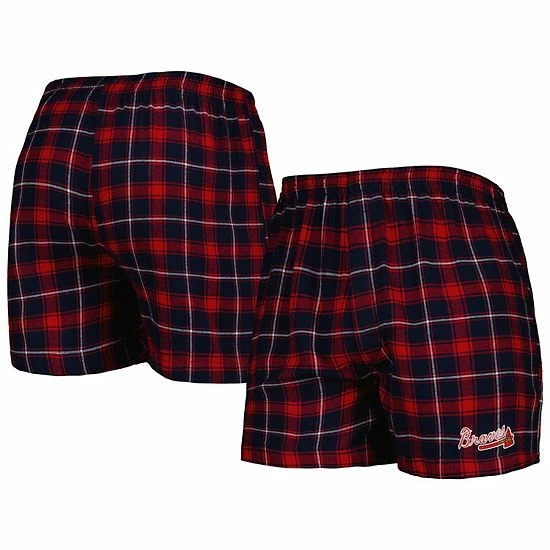 Best Sale ๐ Unbranded Men's Concepts Sport Navy/Red Atlanta Braves Ledger Flannel Boxers โ - Image 2