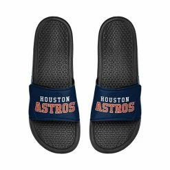 Promo ⭐ Unbranded Youth FOCO Houston Astros Colorblock Big Logo Legacy Slide 🩴 Sandals ✔️