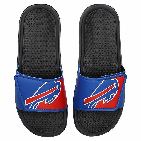 Flash Sale ⭐ Unbranded Youth FOCO Buffalo Bills Colorblock Big Logo Legacy Slide 🩴 Sandals 🎉