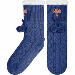 Best Pirce 👏 Unbranded 👩 Women's FOCO New York Mets Cable Knit Footy Slipper 🧦 Socks 🛒