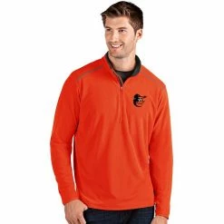 Discount ✔️ Unbranded Men's Antigua Baltimore Orioles Orange Glacier Quarter-Zip Pullover 🎁