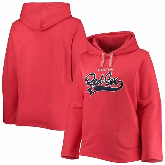 Coupon ⭐ Unbranded 👩 Women's Soft As A Grape Red Boston Red Sox Plus Size Side Split Pullover Hoodie 🤩