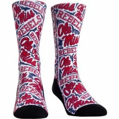 Hot Sale ⭐ Unbranded Men's Rock Em 🧦 Socks Ole Miss Rebels Logo Sketch Crew 🧦 Socks ✨