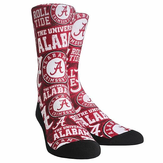 Budget 🧨 Unbranded Men's Rock Em 🧦 Socks Alabama Crimson Tide Logo Sketch Crew 🧦 Socks ⭐