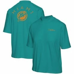 Outlet ⌛ Unbranded 👩 Women's Junk Food Aqua Miami Dolphins Half-Sleeve Mock Neck T-Shirt 😍