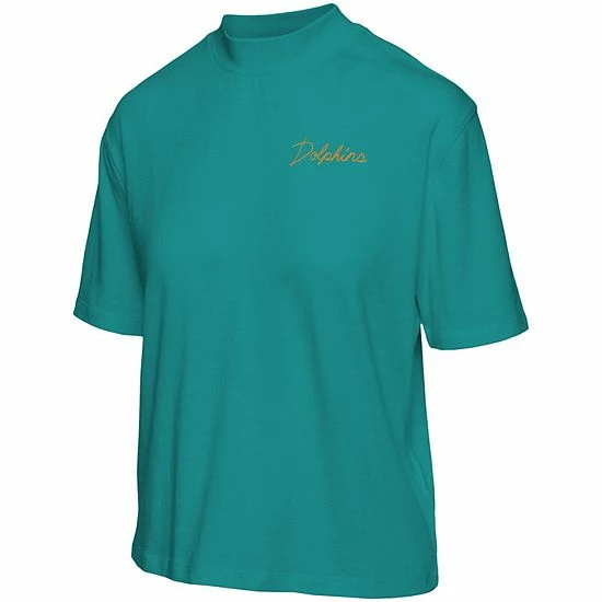 Outlet โ Unbranded ๐ฉ Women's Junk Food Aqua Miami Dolphins Half-Sleeve Mock Neck T-Shirt ๐ - Image 3