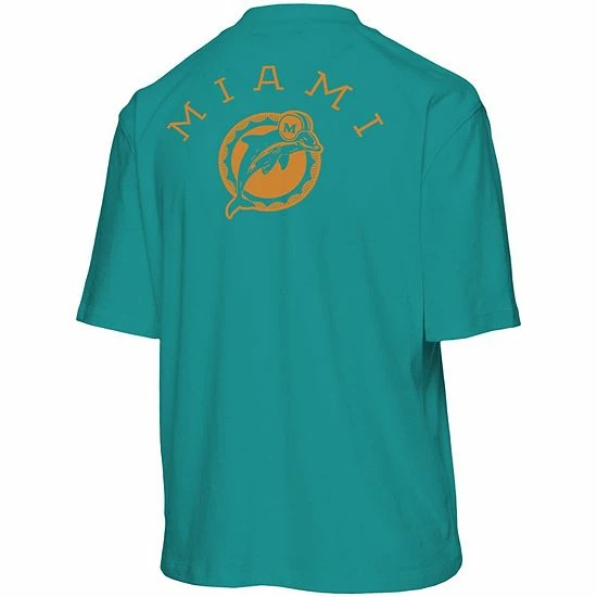 Outlet โ Unbranded ๐ฉ Women's Junk Food Aqua Miami Dolphins Half-Sleeve Mock Neck T-Shirt ๐ - Image 4
