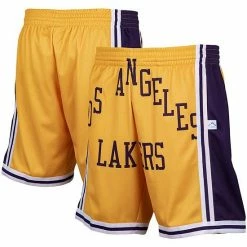 Brand new 🥰 Unbranded Men's Mitchell & Ness Gold Los Angeles Lakers Hardwood Classics Big Face 2.0 Shorts 🌟