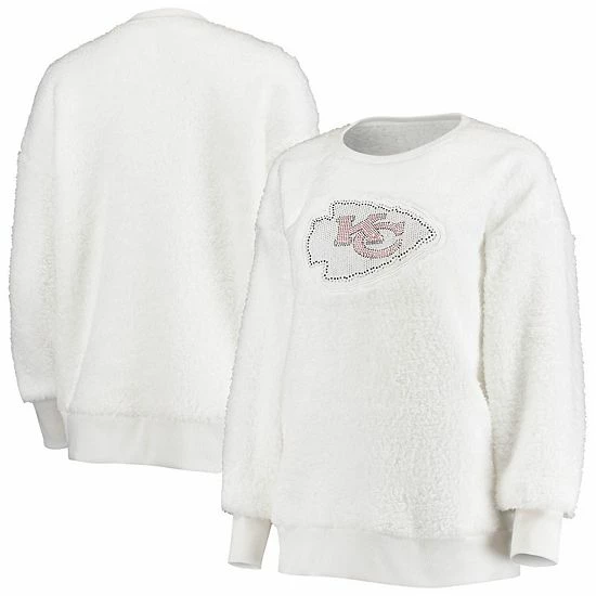 Hot Sale 😉 Unbranded 👩 Women's Touch White Kansas City Chiefs Milestone Tracker Pullover Sweatshirt 🎁