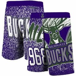 Best Pirce 👍 Unbranded Men's Mitchell & Ness Purple Milwaukee Bucks Hardwood Classics Jumbotron Sublimated Shorts ❤️