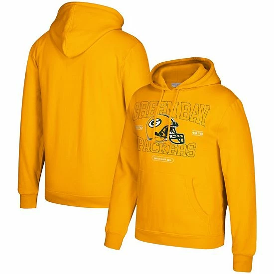 Wholesale ๐ฅฐ Unbranded Men's Mitchell & Ness Gold Green Bay Packers Classic Helmet Pullover Hoodie ๐