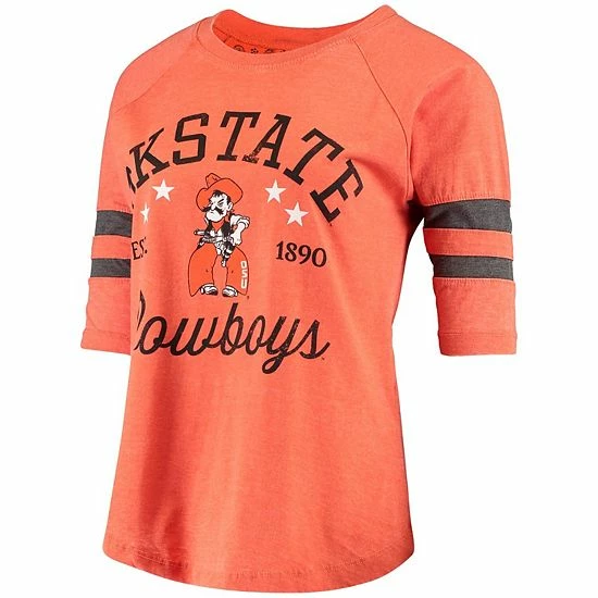 Wholesale ๐ Unbranded ๐ฉ Women's Pressbox Orange/Black Oklahoma State Cowboys Jade Vintage Washed 3/4-Sleeve Jersey T-Shirt ๐ - Image 3