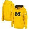 Outlet 🥰 Unbranded 👩 Women's Maize Michigan Wolverines Team Big Logo Pullover Hoodie 🎁