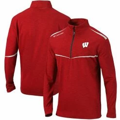 Cheap ⭐ Unbranded Men's Columbia Red Wisconsin Badgers Scorecard Quarter-Zip Jacket 🎁
