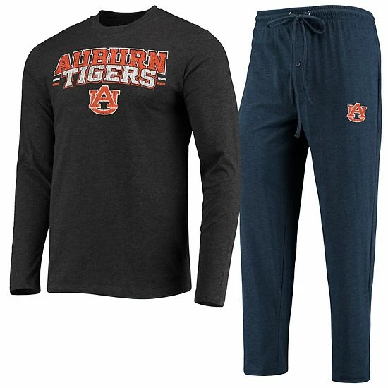 Budget ๐ Unbranded Men's Concepts Sport Navy/Heathered Charcoal Auburn Tigers Meter Long Sleeve T-Shirt & Pants Sleep Set โญ - Image 2