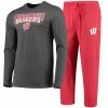 Deals ⭐ Unbranded Men's Concepts Sport Red/Heathered Charcoal Wisconsin Badgers Meter Long Sleeve T-Shirt & Pants Sleep Set ✨