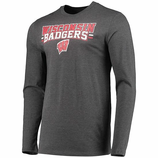 Deals ⭐ Unbranded Men's Concepts Sport Red/Heathered Charcoal Wisconsin Badgers Meter Long Sleeve T-Shirt & Pants Sleep Set ✨ - Image 2