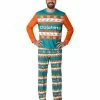 Best Sale 👍 Unbranded Men's FOCO Aqua Miami Dolphins Team Ugly Pajama Set ⭐