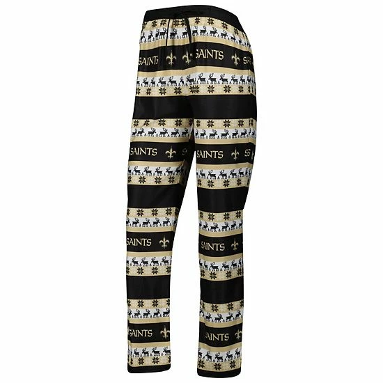 Hot Sale 😀 Unbranded 👩 Women's FOCO Black New Orleans Saints Team Ugly Pajamas Set 🔔 - Image 5