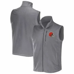 Promo ✔️ Unbranded Men's NFL X Darius Rucker Collection By Fanatics Gray Cleveland Browns Polar Fleece Full-Zip Vest 🎁