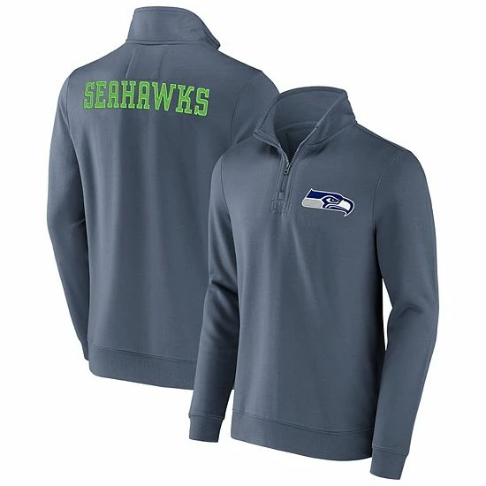 Best deal 🎉 Unbranded Men's NFL X Darius Rucker Collection By Fanatics College Navy Seattle Seahawks Tri-Blend Quarter-Zip Sweatshirt 🎉 - Image 2
