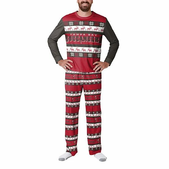 Outlet ๐ Unbranded Men's FOCO Red Tampa Bay Buccaneers Team Ugly Pajama Set ๐งจ - Image 2