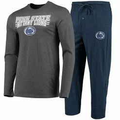 Best Sale 💯 Unbranded Men's Concepts Sport Navy/Heathered Charcoal Penn State Nittany Lions Meter Long Sleeve T-Shirt & Pants Sleep Set ✔️