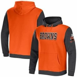 Best Sale ⌛ Unbranded Men's NFL X Darius Rucker Collection By Fanatics Orange/Charcoal Cleveland Browns Colorblock Pullover Hoodie ⌛