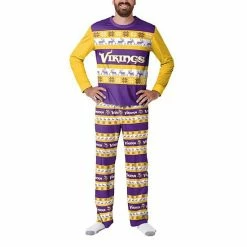 Budget 🔥 Unbranded Men's FOCO Purple Minnesota Vikings Team Ugly Pajama Set ✔️