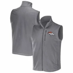 New 👍 Unbranded Men's NFL X Darius Rucker Collection By Fanatics Gray Denver Broncos Polar Fleece Full-Zip Vest 🌟