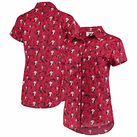 Discount 🎁 Unbranded 👩 Women's FOCO Red Philadelphia Phillies Floral Button Up 👕 Shirt 👍