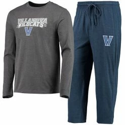 Promo 👍 Unbranded Men's Concepts Sport Navy/Heathered Charcoal Villanova Wildcats Meter Long Sleeve T-Shirt & Pants Sleep Set ✨