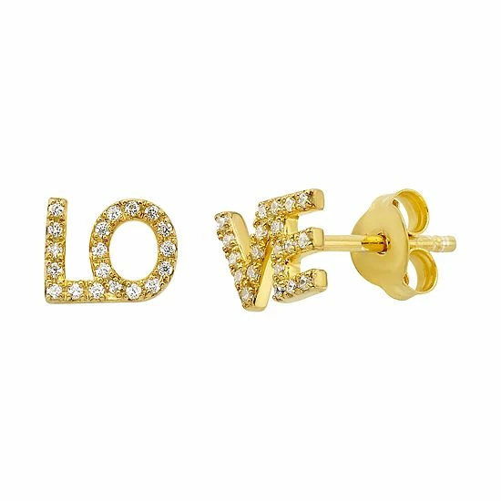 Promo 🎁 Unbranded 10K Gold 1/8 Carat T.W. Diamond Love Earrings Rose 👍 - Image 2